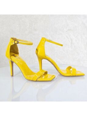 NIB NEW Jessi Yellow Patent 3.75" Stiletto High Heels Ankle Strap Sandals